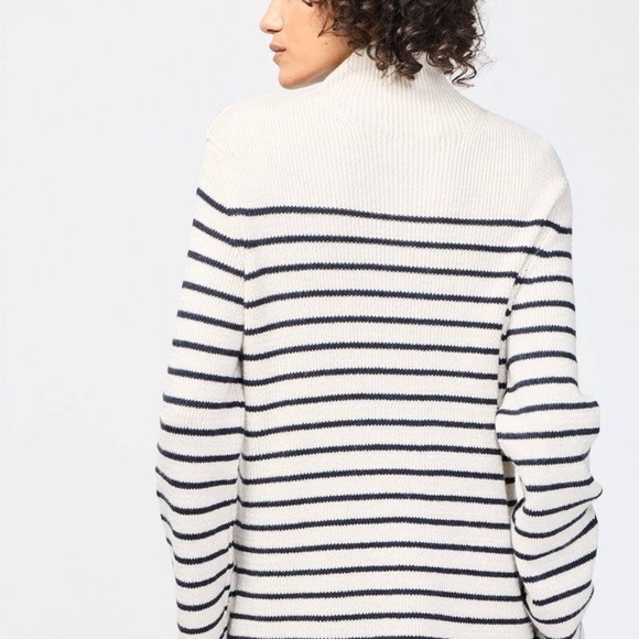 Zadig & Voltaire Sailor We Stripes Ribbed Funnel Neck Sweater in Ecru Sz XS - Picture 2 of 8
